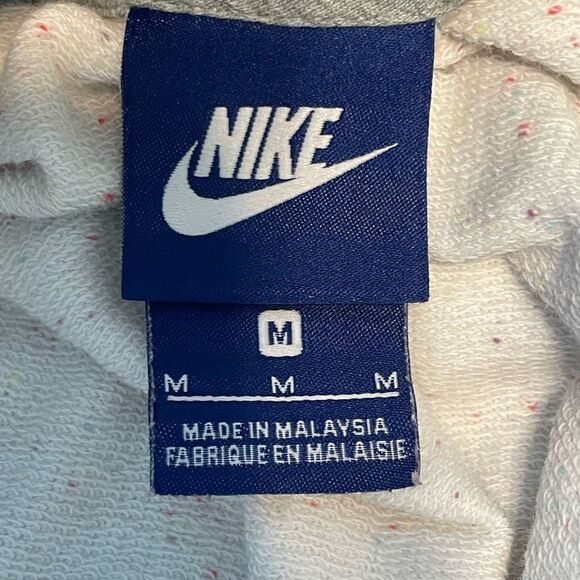 Vintage Nike Funnel Neck Hoodie Sweatshirt Ivory Confetti French Terry Knit M - Picture 6 of 9